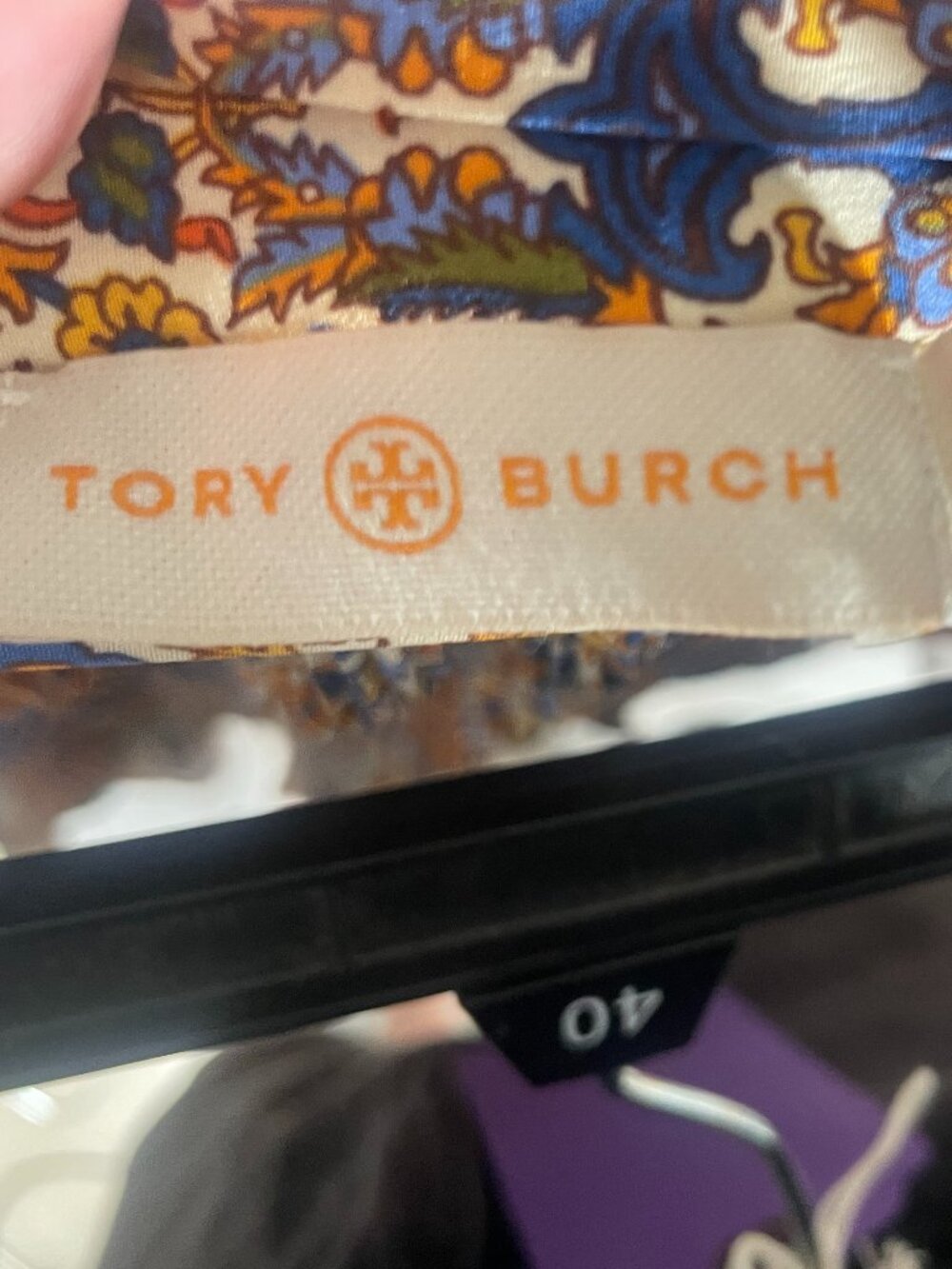 ✨ Tory Burch "Quincy" Orange/Blue Pleated Organza Silk Wrap Midi Skirt Size 2 ✨ - Picture 4 of 5